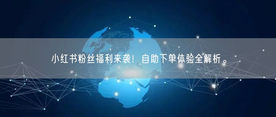 小红书粉丝福利来袭!自助下单体验全解析。