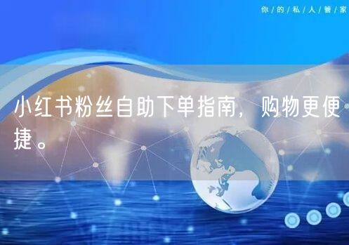小红书粉丝自助下单指南,购物更便捷。