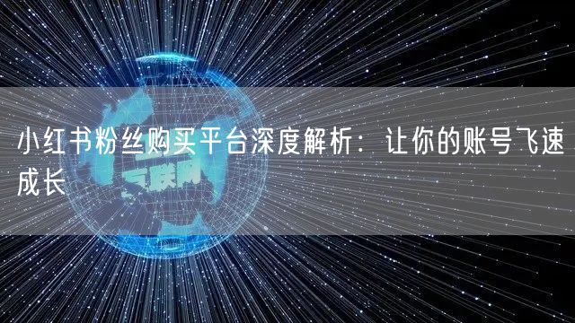 小红书粉丝购买平台深度解析:让你的账号飞速成长