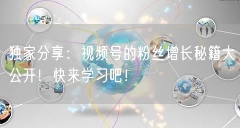 独家分享：视频号的粉丝增长秘籍大公开！快来学习吧！